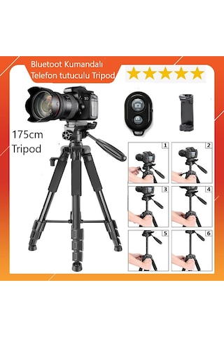 Cep Telefonları İçin Bluetooth Kumandalı Çantalı 175cm Tripod