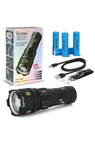 5000 Lümen Cree Tg Led Şarj Göstergeli El Feneri Wt-731 5000 Lümen Cree Tg Led Şarj Göstergeli El Feneri Wt-731