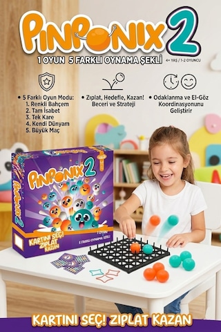 19 Parçalı Pinponix 2 Tek Oyun 5 Farklı Oynama Şekilli 2 Kişilik Eğitici Stratejik Aile Kutu Oyunu