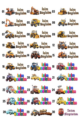 Kıyafet Etiketi - Okul Kıyafet Kumaş Etiketi Kreş Anaokulu İlkokul Kıyafet Kumaş Etiketi Set07 Karışık