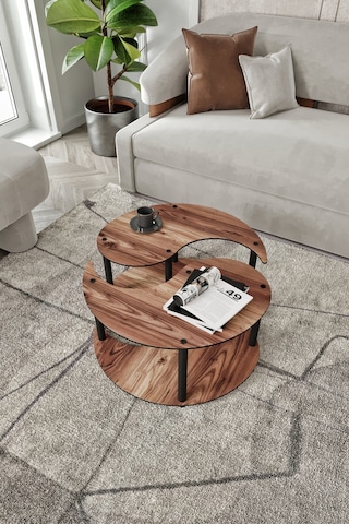 Yin Yang Unıty Serenıty Orta Sehpa 2 Li Madran Ceviz-70 Cm Ceviz