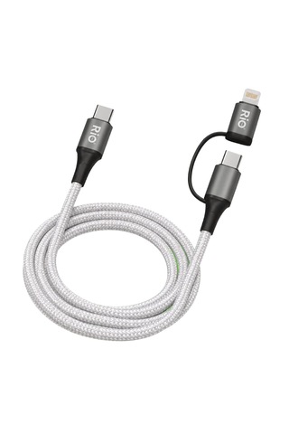 Flayse Nylon Örgü 3 İn 1 Hızlı Şarj Ve Data Kablosu Type-c Lightning Micro Usb