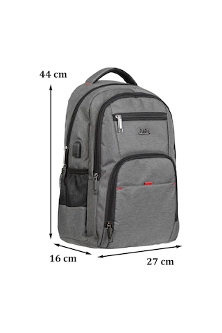 Dada Laptop Bölmeli 15.inç Su Geçirmez Kumaş Günlük Okul Sırt Çantası Gri