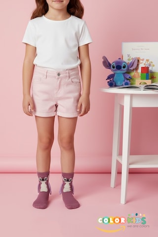 Color Socks 2 Çift Çocuk Stitch Desenli Mıknatıslı El Ele Tutuşan Topuksuz Çorap Çok Renkli