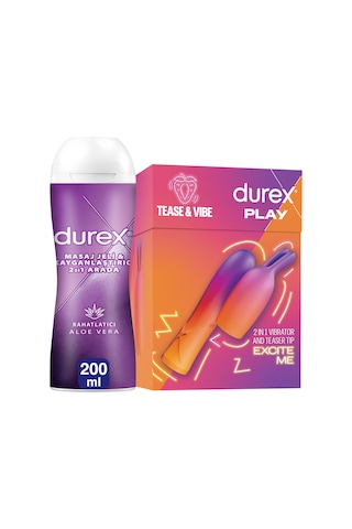 Durex Aloevera 2'si 1 Arada Kayganlaştırıcı Masaj Jeli 200 ML + 2'si 1 Arada Vibratör Ve Uyarıcı Başlık