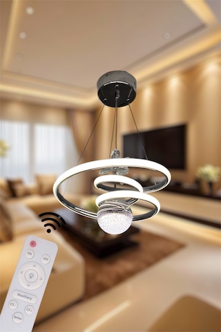 Krom Toplu Space 3 Renk Kumandalı Beyaz&sarı&günışığı Led Avize