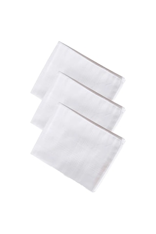3 Lü Özel Paket Premium Erkek Mendil Seti %100 Pamuk 42x42 Cm Beyaz