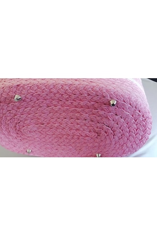 Durush Collection El İşçiliği Tek Üretim Plaj Çantası Pembe-beyaz