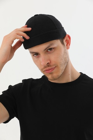 Kaşe Siyah Arkadan Ayarlı Retro Hip-hop Takke Şapka Siyah