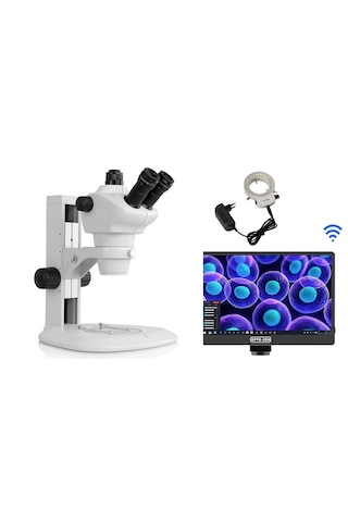 Ece Opto-edu Dijital Mikroskop Trinoküler Sürekli Zum Stereo Mikroskop Led Halkalı Ve Lcd Ekranlı Mikroskop Kamerası