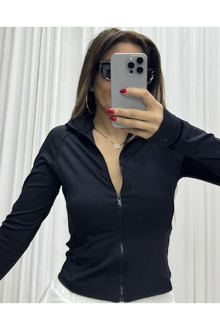 Daves Fermuarlı Slim Fit Parmak Detaylı -siyah Siyah