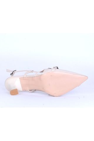 Moda Ayakkabı 166 Krem Cilt Kadın 7cm Topuklu Ayakkabı Krem