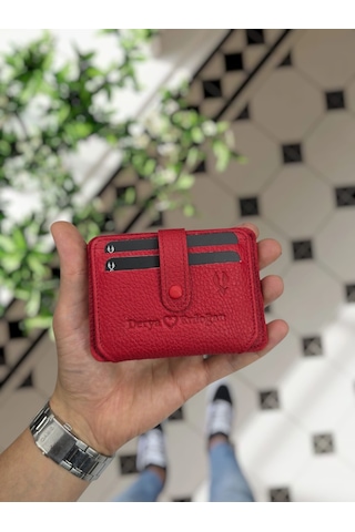 Visso 8600 Hakiki Deri Kartlık Erkek & Kadın Çanta Kırmızı Gutty