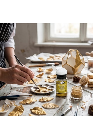 Dr. Gusto Sparkle Sıvı Metalik Boya Altın Gold Yenilebilir Pasta Ve Tatlı Dekor Boyası