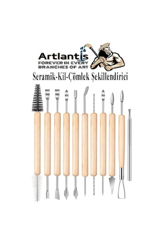 Artlantis Seramik Ve Çömlek Şeillendirme Seti 19 Parça 1 Paket Kil Modelaj Modelleme Heykel Şelillendirici Hobi San