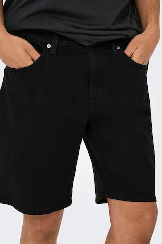 Only & Sons Erkek Onsweft Regular Fit Jean Şort 22032927 Siyah Siyah