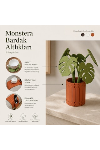 Monstera Coasters Bardak Altlıkları Yeşil