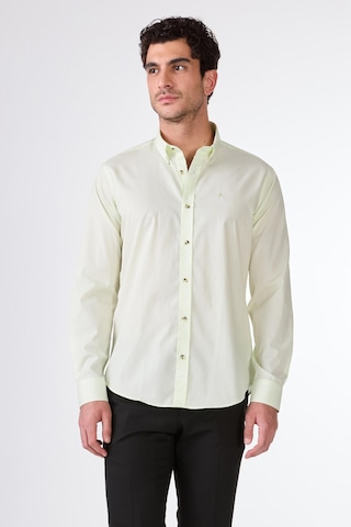 Dufy Yeşil Erkek Slim Fit Desenli Brent Yaka Uzun Kol Gömlek - 102564 Yeşil