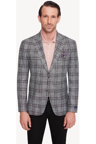 Erkek Yeşil Gri Regular Fit Ekose Ceket 001