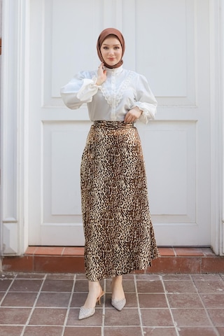 Armine Trend Leopar Desenli Etek-kahverengi 24kt103 Kahverengi