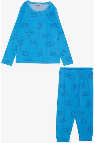 Macawi Breeze Erkek Çocuk Pijama Takımı Kaplumbağa Desenli 1.5-5 Yaş, Mavi-mavi Mavi