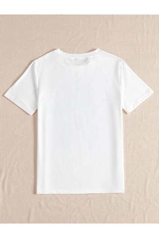 Kadin Beyaz Oversize Woswos Baskılı T-shirt Beyaz-67938