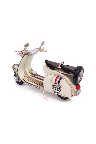 Hediyelik Beyaz Dekoratif Metal Scooter
