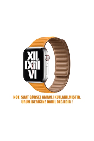 Microsonic Apple Uyumlu Watch SE 2022 44 MM Kordon Leather Link Band