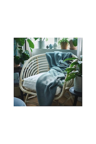 Tr Rattan Berjer Koltuk, 60x60 Cm, Beyaz Oturma Odası Mobilyası Diğer