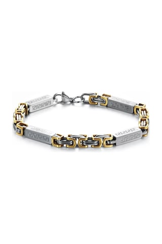Ehediye Chavin 6 Mm. Kral Ve Greek Desen Çelik Erkek Bileklik Dg99Sr Altın