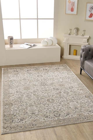 Mariesse Home Asır Serisi Vintage Modern Dokuma Salon Oturma Odası Halısı Bej