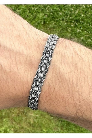 Kazzaze Oksitli Gümüş Kazaziye Dört Sıra Örgü Bileklik BIL031