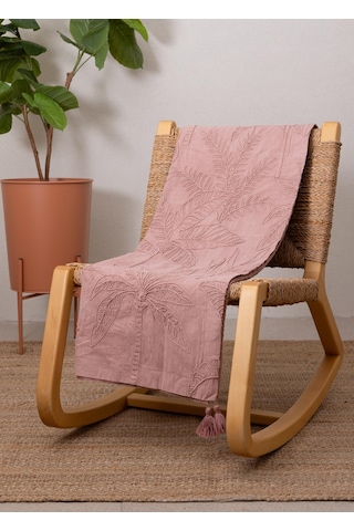 The Mia Throw Koltuk Şalı Püsküllü Gül Kurusu 170x130 Gül Kurusu