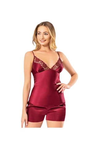 Carmella Çeyiz 6 Lı İpek Saten 1020 Sabahlık Gecelik Takım Bordo