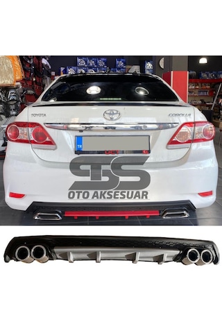 Toyota Corolla 2007-2012 Difüzör Arka Tampon Eki 4 Egzoz Çıkışlı Gri Lüx Tip