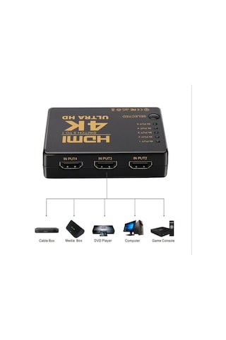 4K Hdmi Çoklayıcı Çoğaltıcı Switch Splitter 5 Port Kumandalı Ultra