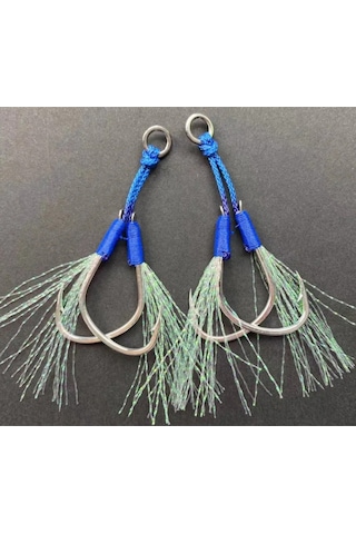 Dev Balıklara Dayanıklı 2/0 4/0 Assist Hook Güçlü Jigging İğne Çifti 2 Çift