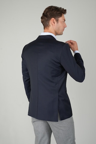 Bisse Comfort Fit Lacivert Dokuma Mono Yaka Çift Yırtmaçlı 6 Drop Yün Blazer Erkek Ceket Pck24knos001 C39 Lacivert