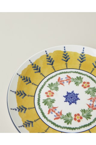Talavera Glow Porselen Pasta Tabağı 21 Cm Beyaz - Lacivert