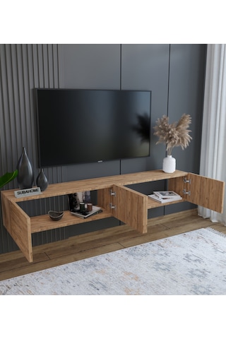 Duvara Monte Modern Minimalist MDF 160 Cm Ahşap TV Ünitesi