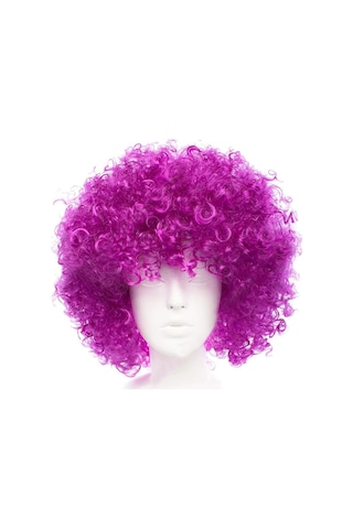 Özel Üretim Dikkat Çekici Sahne Peruğu Koyu Mor Renk Violet Afro Bonus Saç Peruk