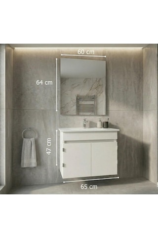 Creavit Flexio 65 Cm Katlanabilir Banyo Dolabı Beyaz Set