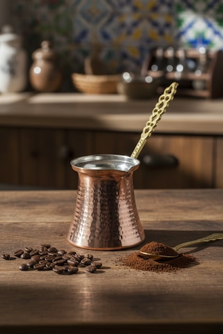 Ludıa Dövme Bakır El Yapımı 500ml Cezve Kahve Cezvesi No7