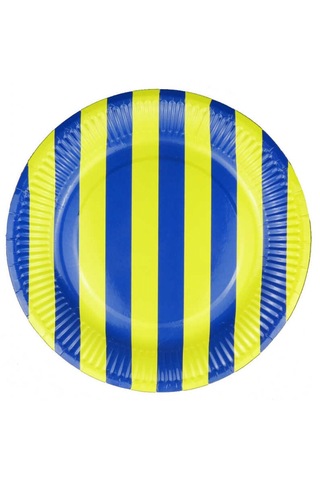 Tabak Karton Çizgili Sarı Lacivert 23 Cm Pk:8 +3