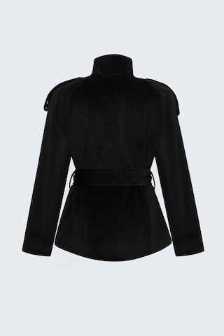 Sateen Kadife Kısa Ceket - Siyah-138106