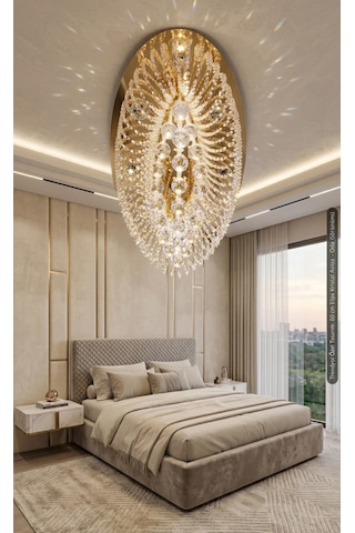 Avize Elips 60 Lık Gold Gold Ve Krom