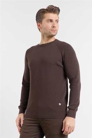 İmza Kahverengi Bisiklet Yaka Uzun Kol Cepsiz Standart Fit Kazak Pamuk Triko 1012260150 2XL