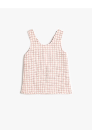 Koton Midi Boy Tüvit Elbise Cepli Pamuk Karışımlı Kolsuz V Yaka Pembe Ekose 5smg80029aw Pembe Ekoseli Pembe