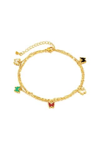 Sones Opk Gz190 Paslanmaz Çelik Çift Zincirli İstifleme Kelebek Küçük Aksesuar Bileklikleri Altın