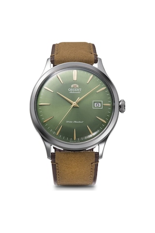 Orient Bambino Ra-ac0p01e30b Kurmalı Otomatik Deri Kahverengi Yeşil Kadran 38 Mm Erkek Kol Saati Gri